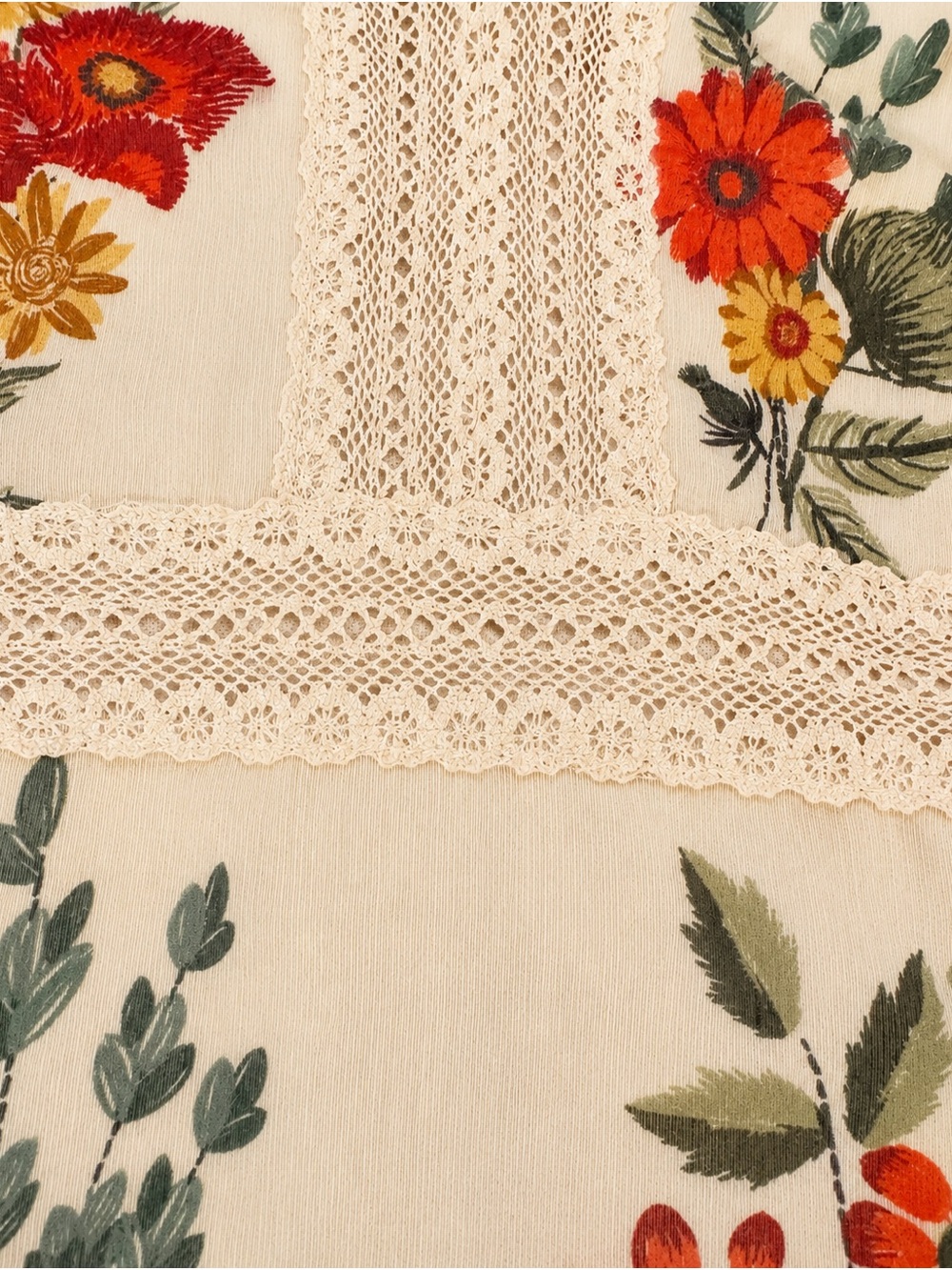 Taylor Cream Floral Midi Dress with V-Neck - Picture 3 of 5